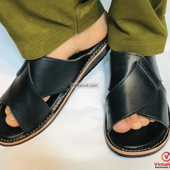 Men’s Black Peshawari Chappal, Traditional Peshawari Chappal main image 6